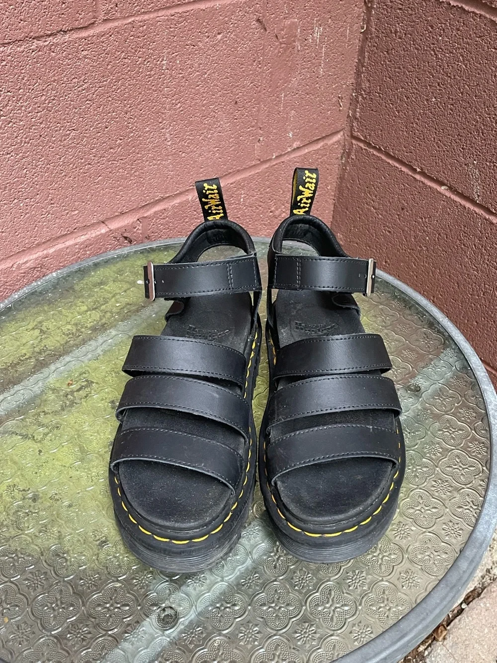 Dr Martens Blaire Platform Black Sandals Size 8